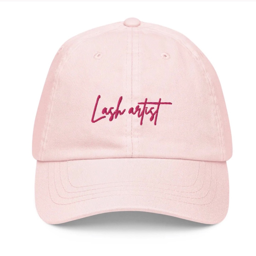 Lash artist custom pastel pink Dad hat